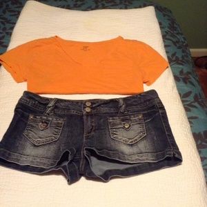Crown & Ivy Tee Sz Lg + Wallflower Denim Shorts 13